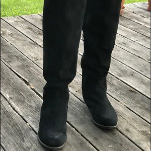 Over-the-Knee black suede Michael Shannon boots